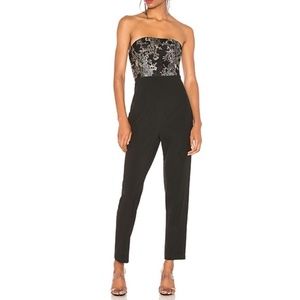 NWOT BCBG MaxAzria Black Strapless Jacquard Jumpsuit